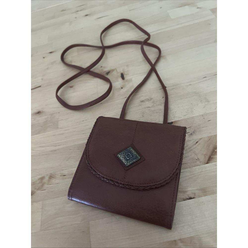 VTG Michael Stevens Leather Crossbody Wallet Genuine Leather‎ Brown